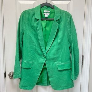 H by Halston Green Linen Single-Button Blazer Size Small